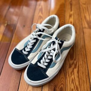 LIKE NEW BARELY WORN VANS- Stylish Men's Blue and White Sneakers